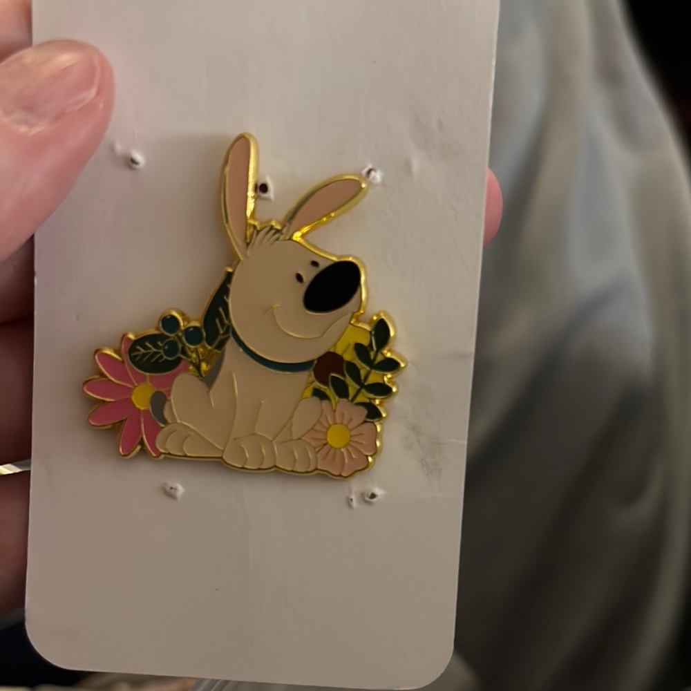 Cute Dog Enamel Pin with Floral Design- little brother mulan Disney